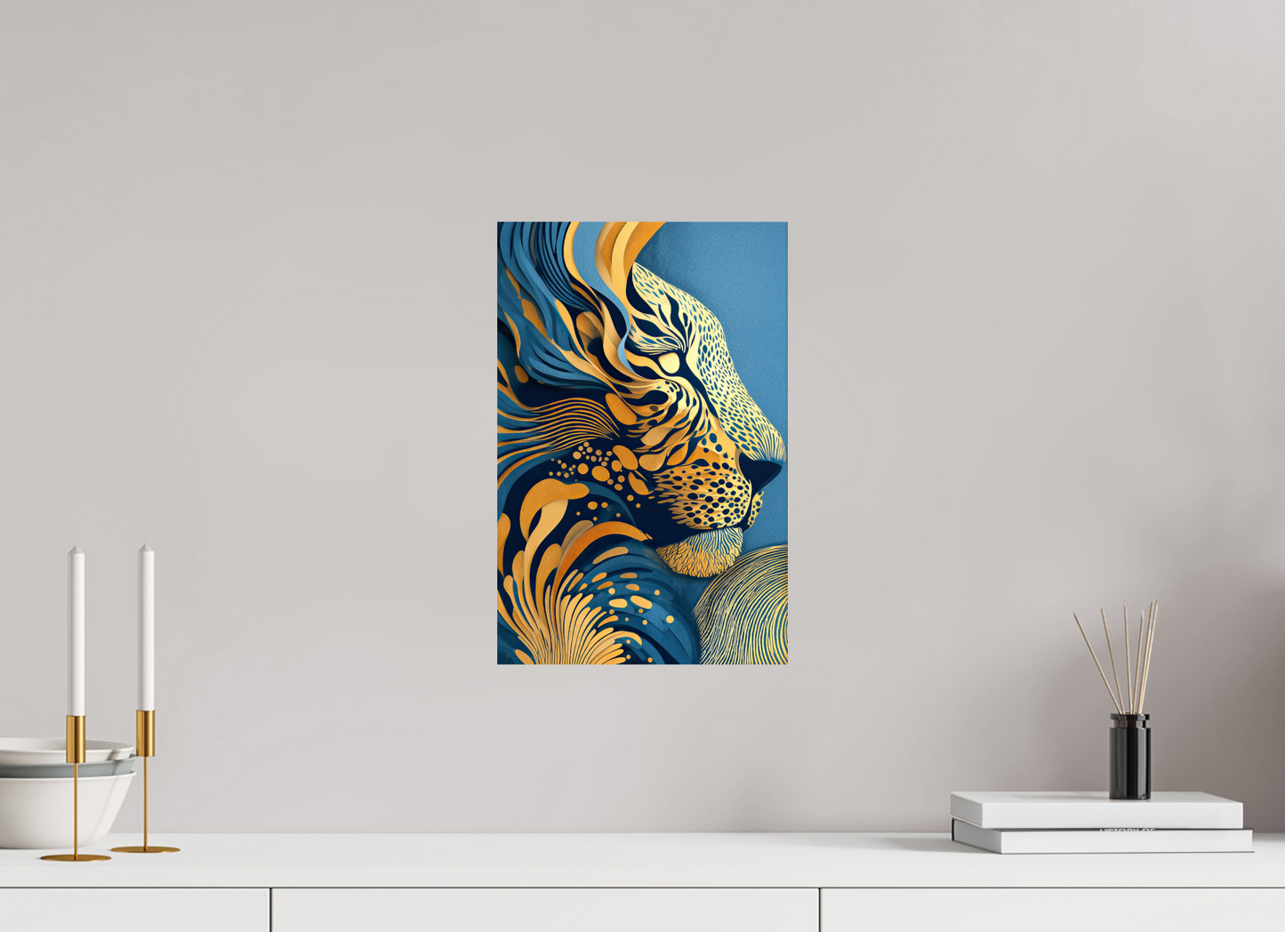 10 x 15.2″, Fine Art Print On Aluminum Dibond Yellow & Blue Cheetah