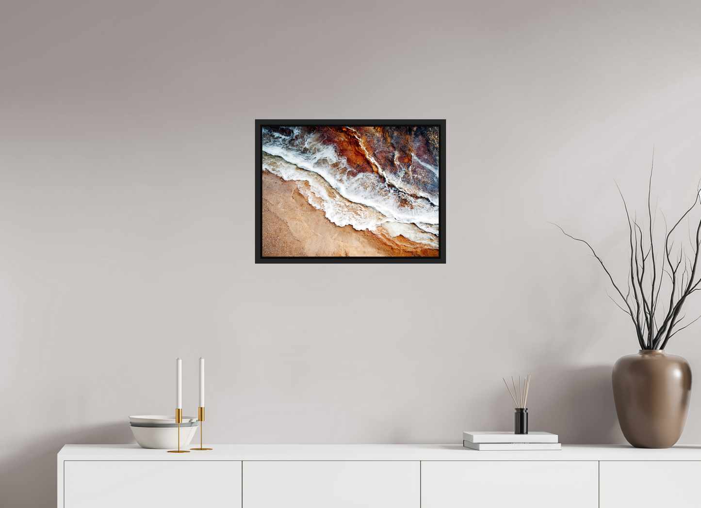 21.7 x 16″, Fine Art Print on Aluminum Dibond with Boarder Desert Water
