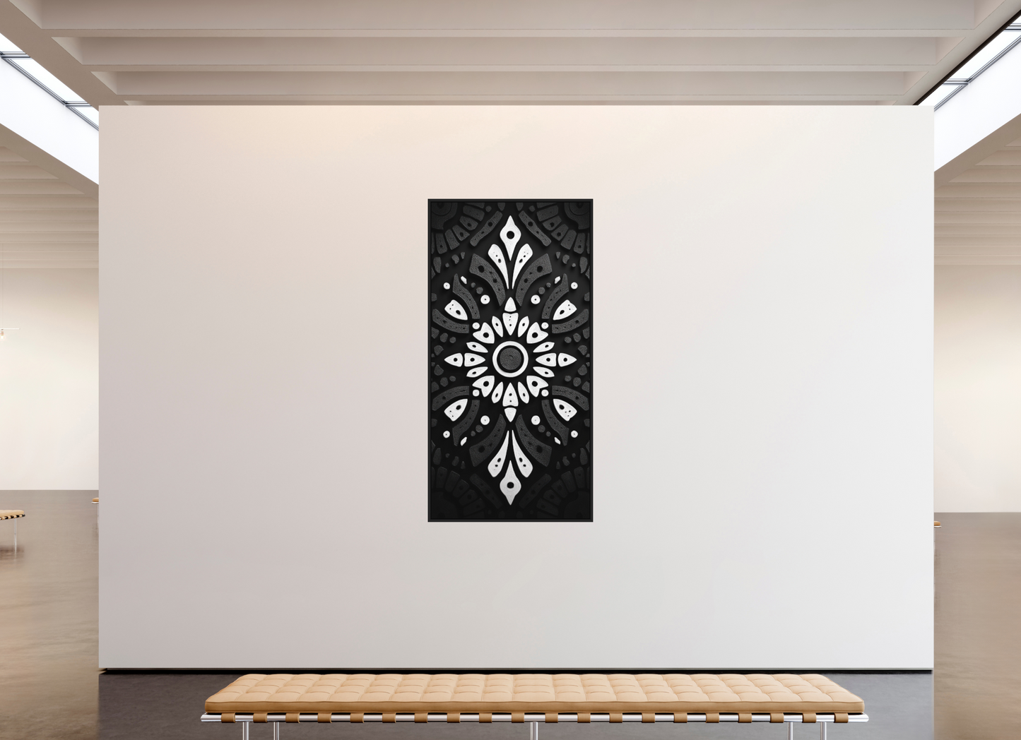 39 x 78″, Photo Print on Aluminum Backing with boarder Black & White Tribal 2