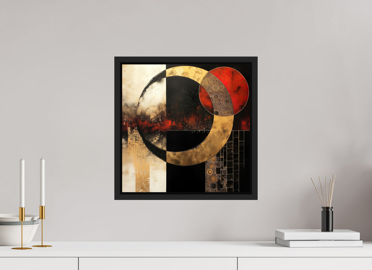 15 x 15″, Fine Art Print on Aluminum Dibond with Boarder Gold Blood Moon