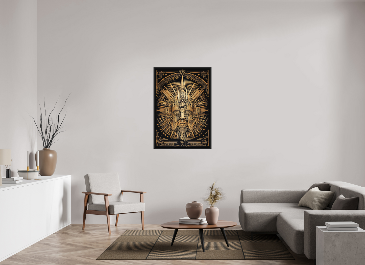 31 x 44.3″, Photo Print on Aluminum Backing with boarder Tribal Gold