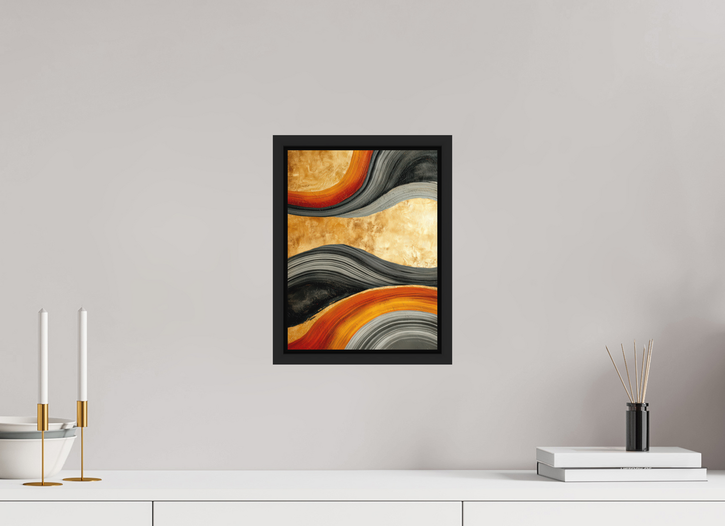 9 x 12″, Photo Print on Aluminum Backing with boarder Abstract Gold Geode 3