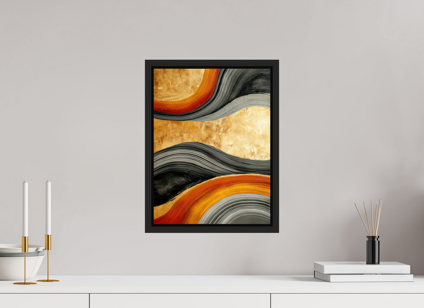 12 x 16″, Fine Art Print on Aluminum Dibond with Boarder Abstract Gold Geode 3