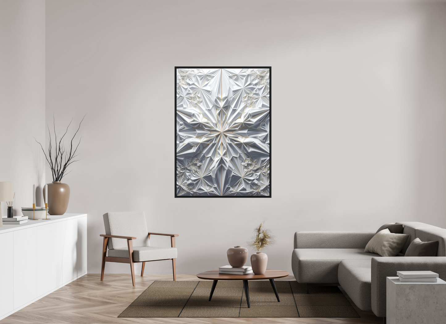 43 x 58.9″, Photo Print on Aluminum Backing with boarder Snowflake