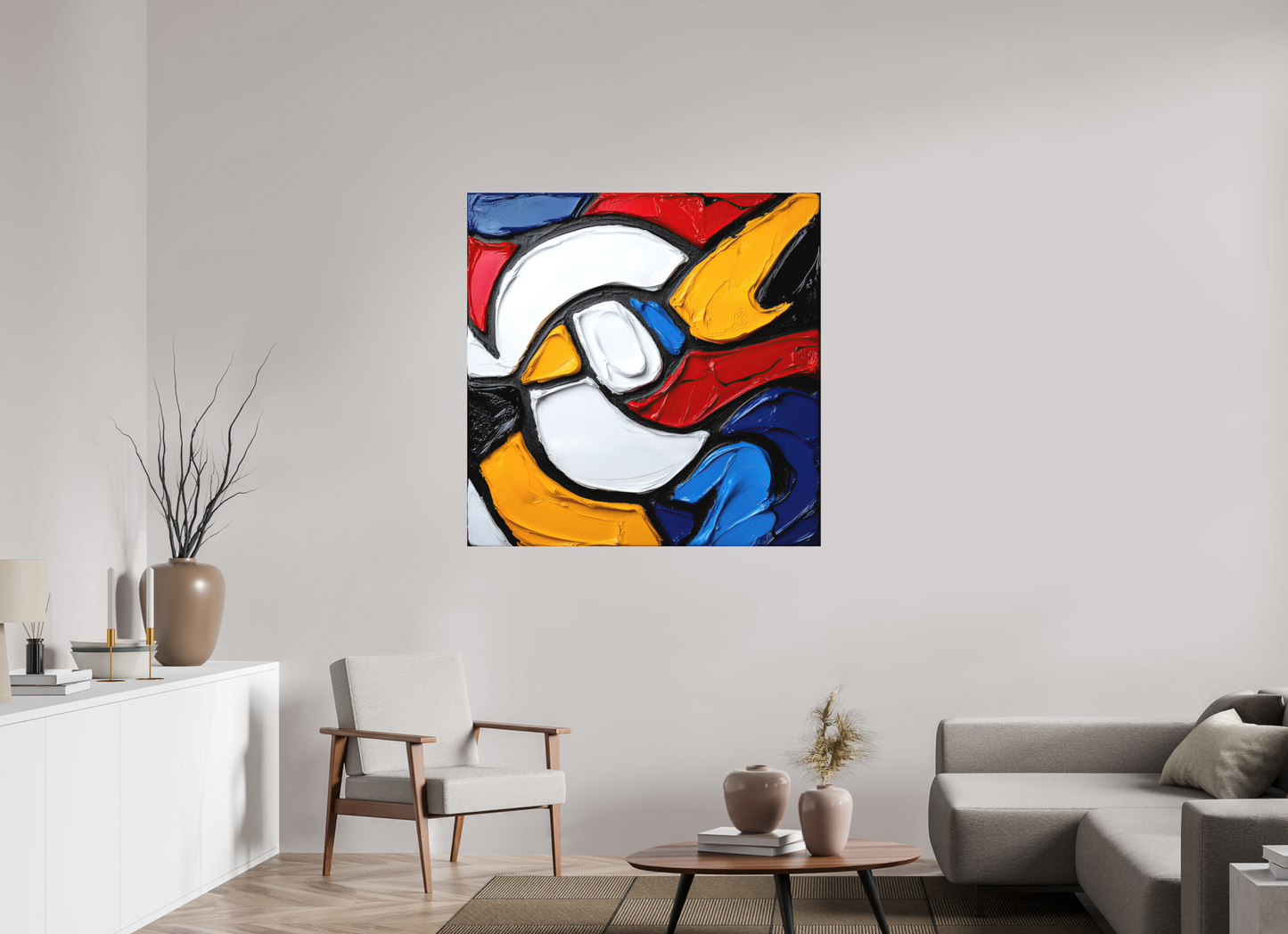 45 x 45″, Photo Print on Aluminum Backing Abstract Paint Bird