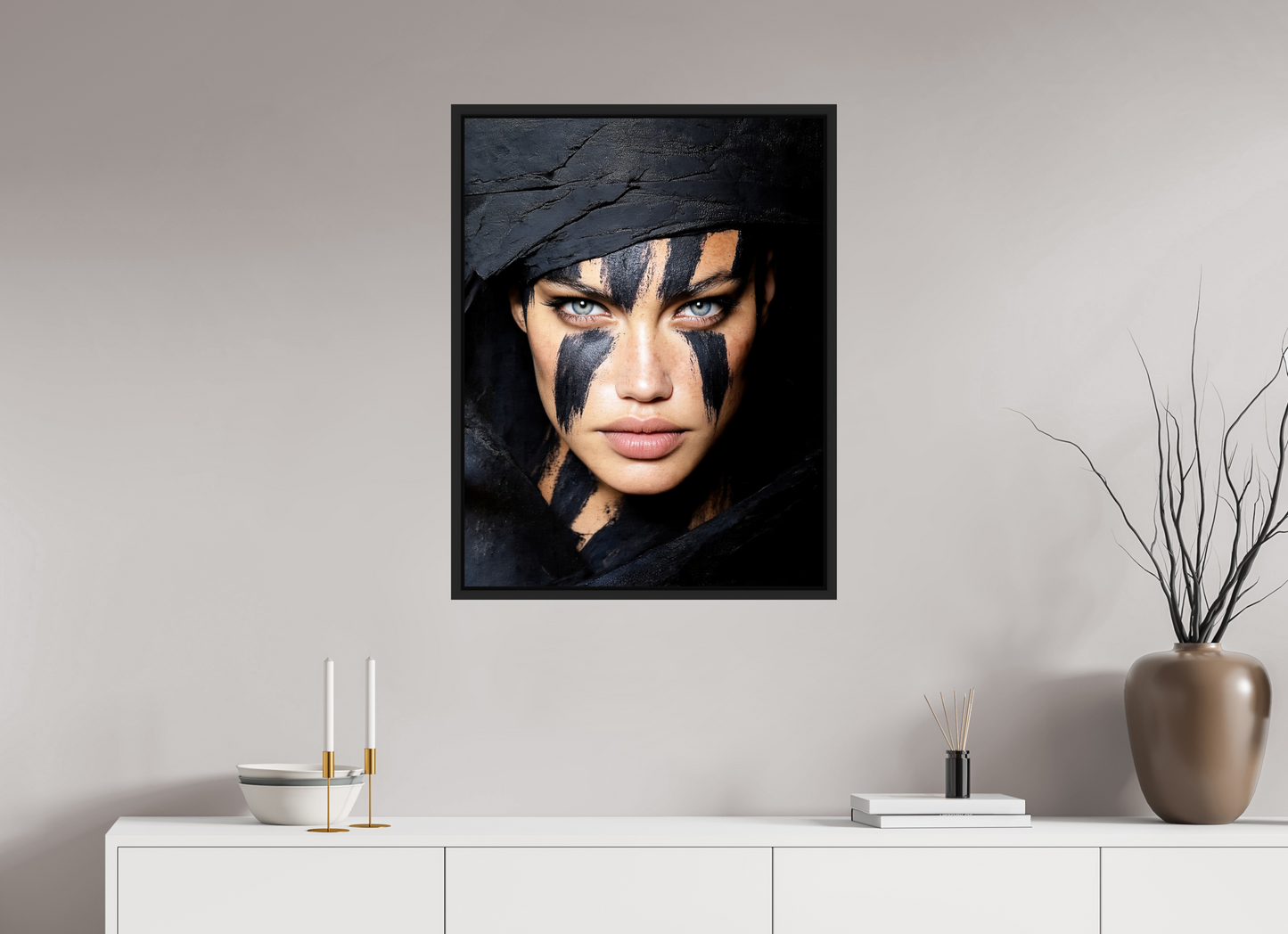 24 x 31.3″, Fine Art Print on Aluminum Dibond with Boarder Charcoal Woman