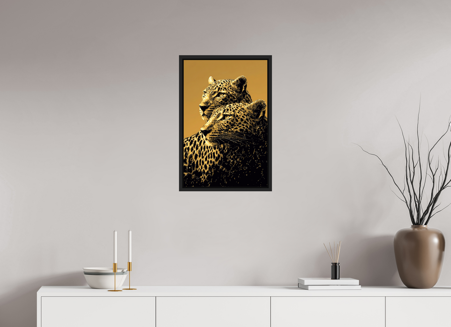 16 x 24.2″, Fine Art Print on Aluminum Dibond with Boarder Desert Cheetahs