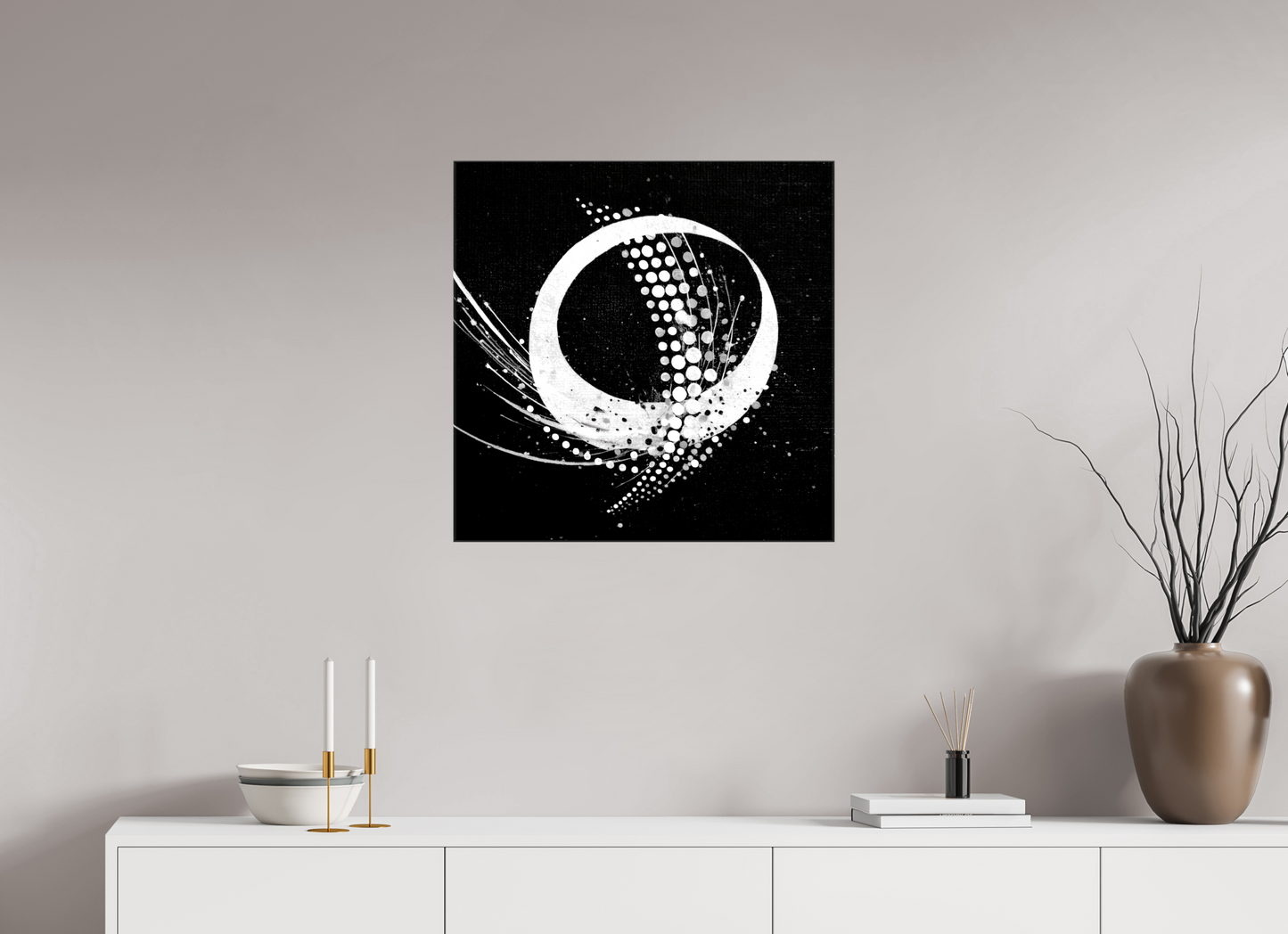 25 x 25″, Glossy Canvas Sputnik