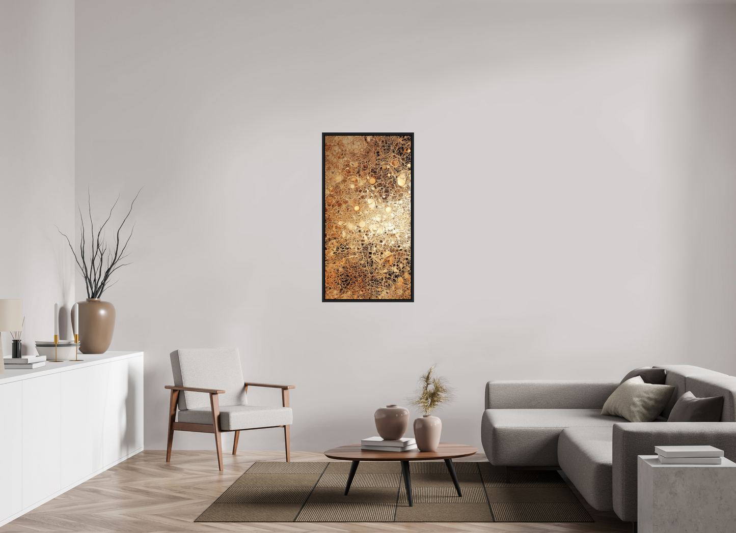 24 x 45.9″, Photo Print on Aluminum Backing with boarder Gold Leather