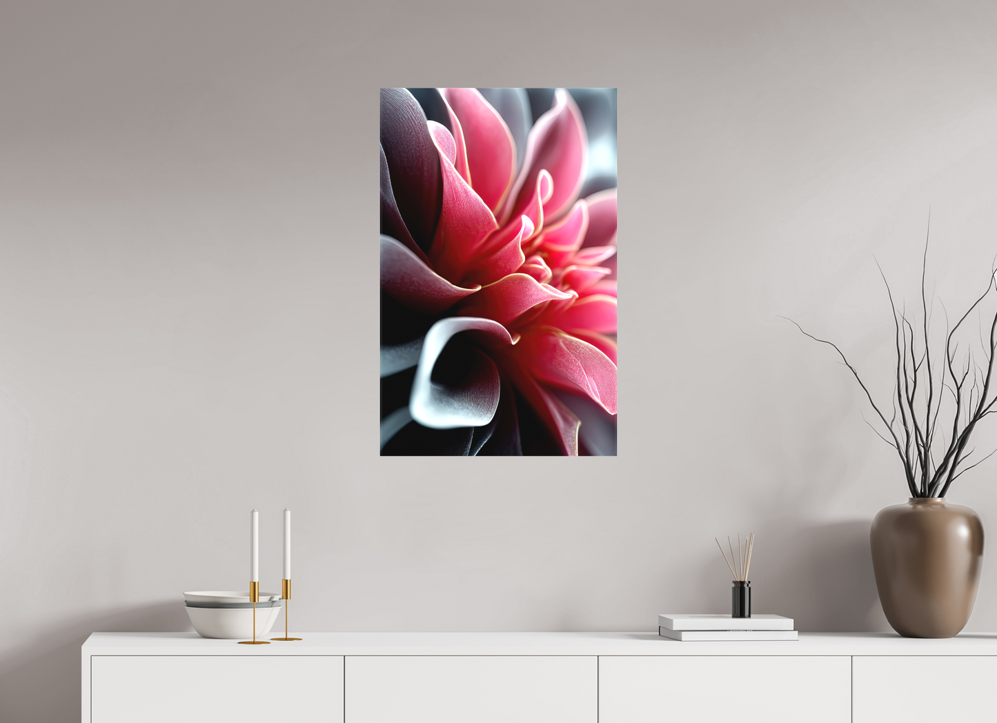 20 x 31.3″, Textile on Canvas Pink Flower