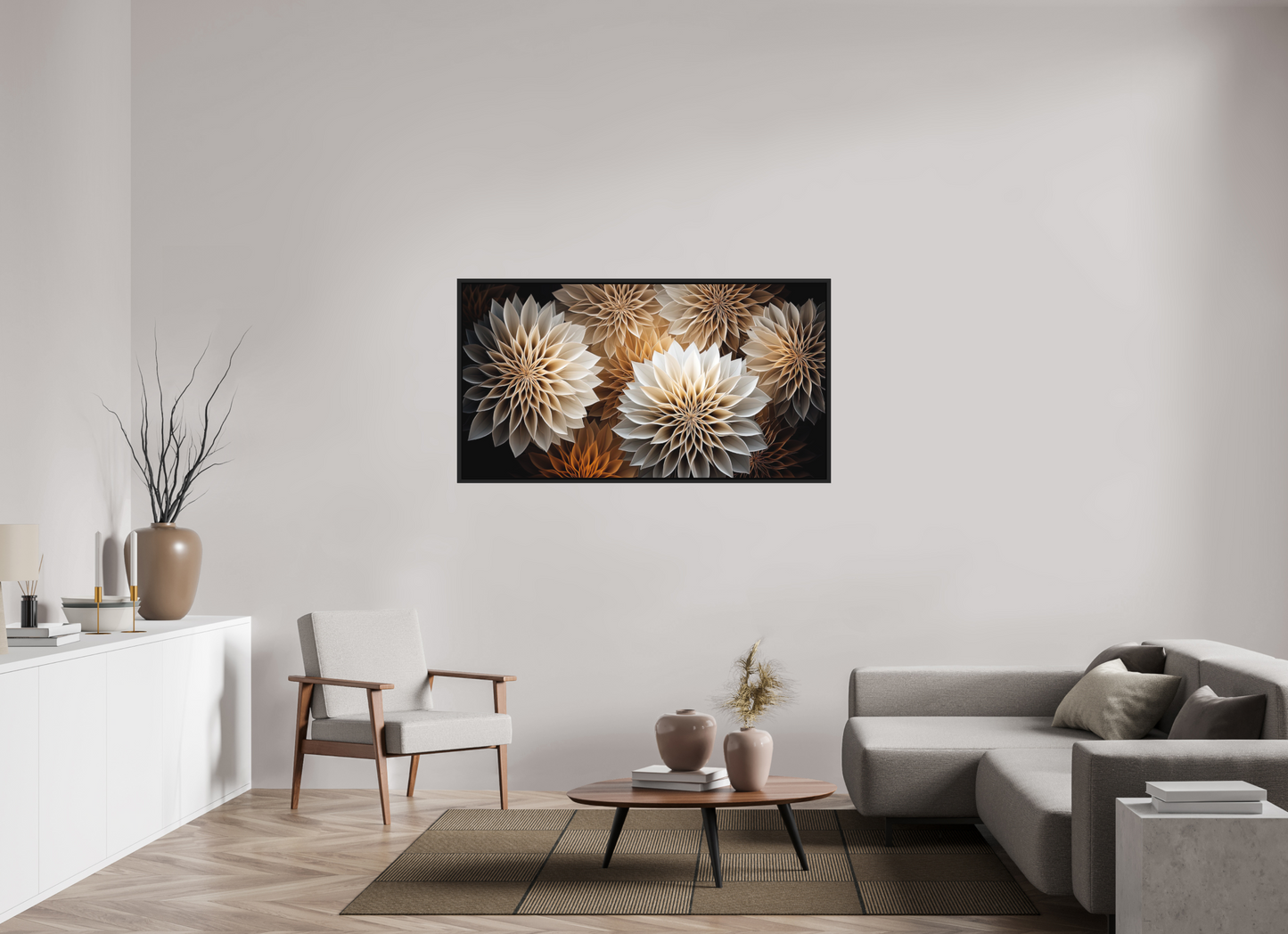 58.1 x 31″, Photo Print on Aluminum Backing with boarder Pollen Flowers