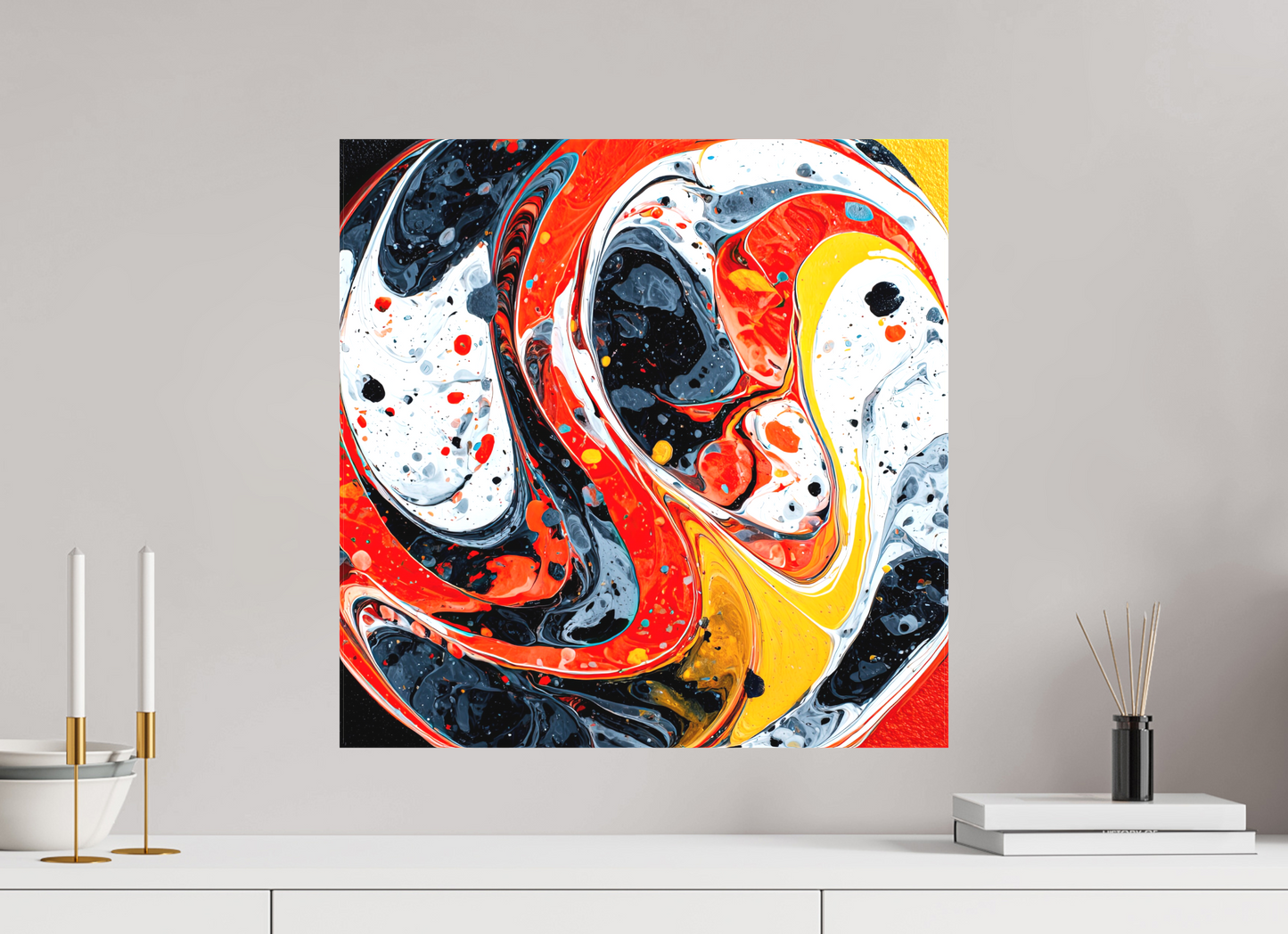 20 x 20″, Textile on Canvas Marble