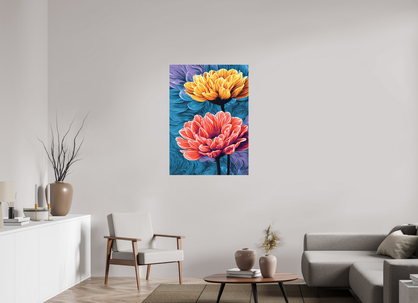31 x 43.3″, Photo Print on Aluminum Backing Warm Flowers