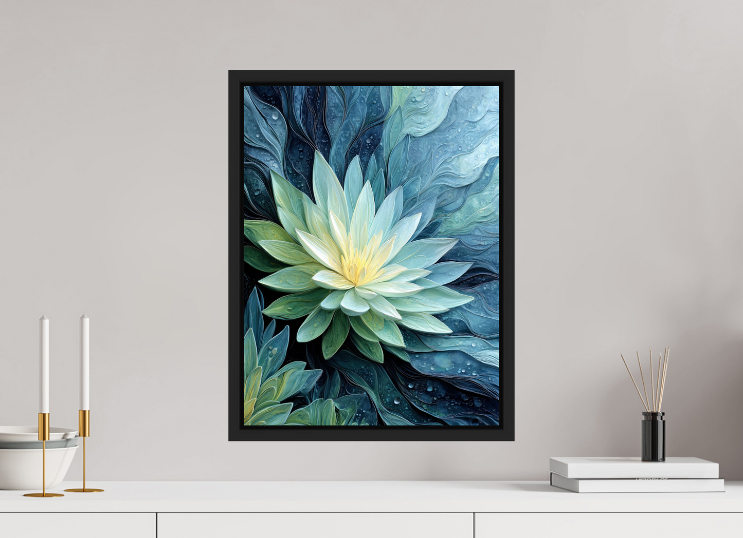 15 x 20″, Fine Art Print on Aluminum Dibond with Boarder Blue Lily