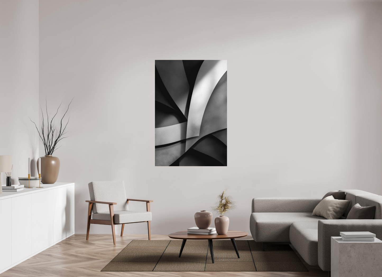 39 x 57.6″, Photo Print on Aluminum Backing Abstract B&W 3