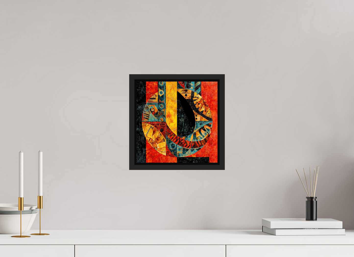 10 x 10″, Fine Art Print on Aluminum Dibond with Boarder Tribal Circle 1