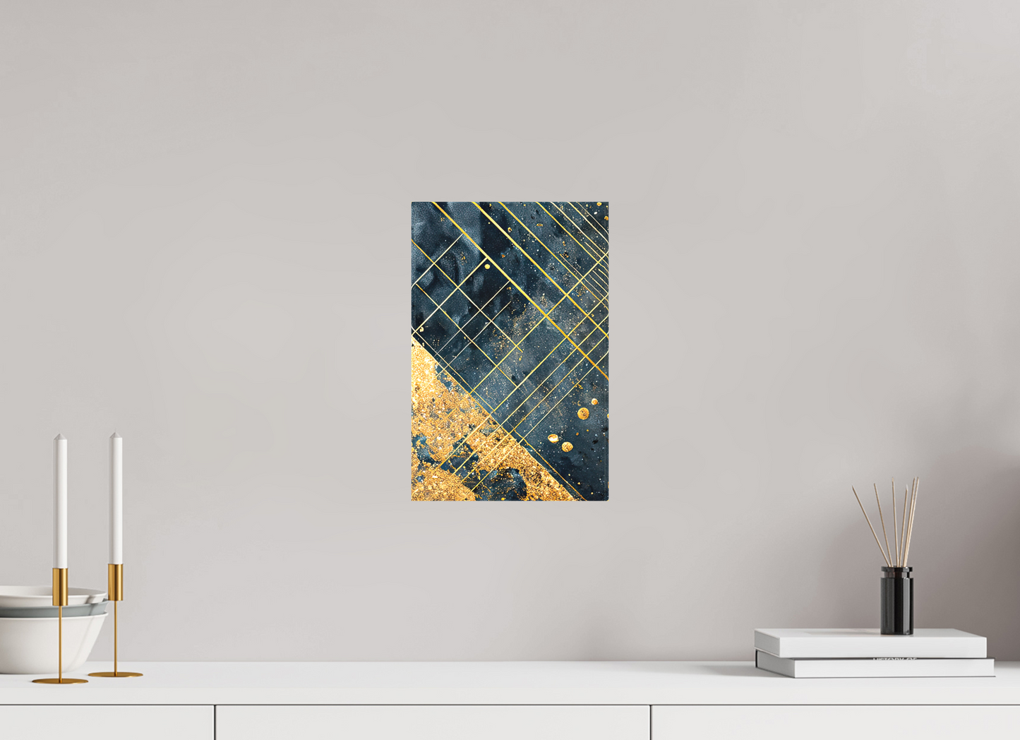 8 x 12.3″, Textile on Canvas Art Deco Gold Lines