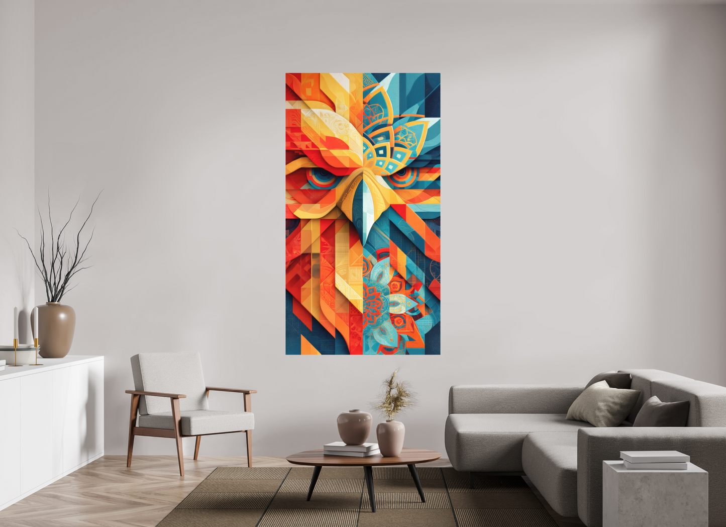 43 x 78.2″, Photo Print on Aluminum Backing Abstract Warm & Cold Eagle
