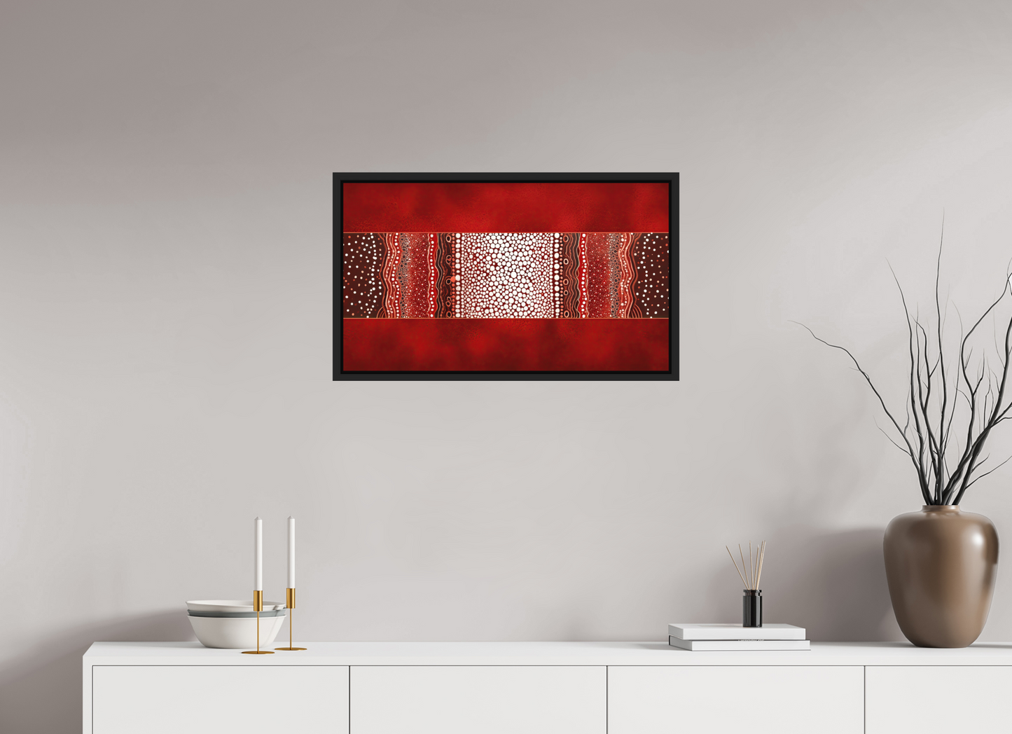 27.7 x 16″, Photo Print on Aluminum Backing with boarder Red Layers 1