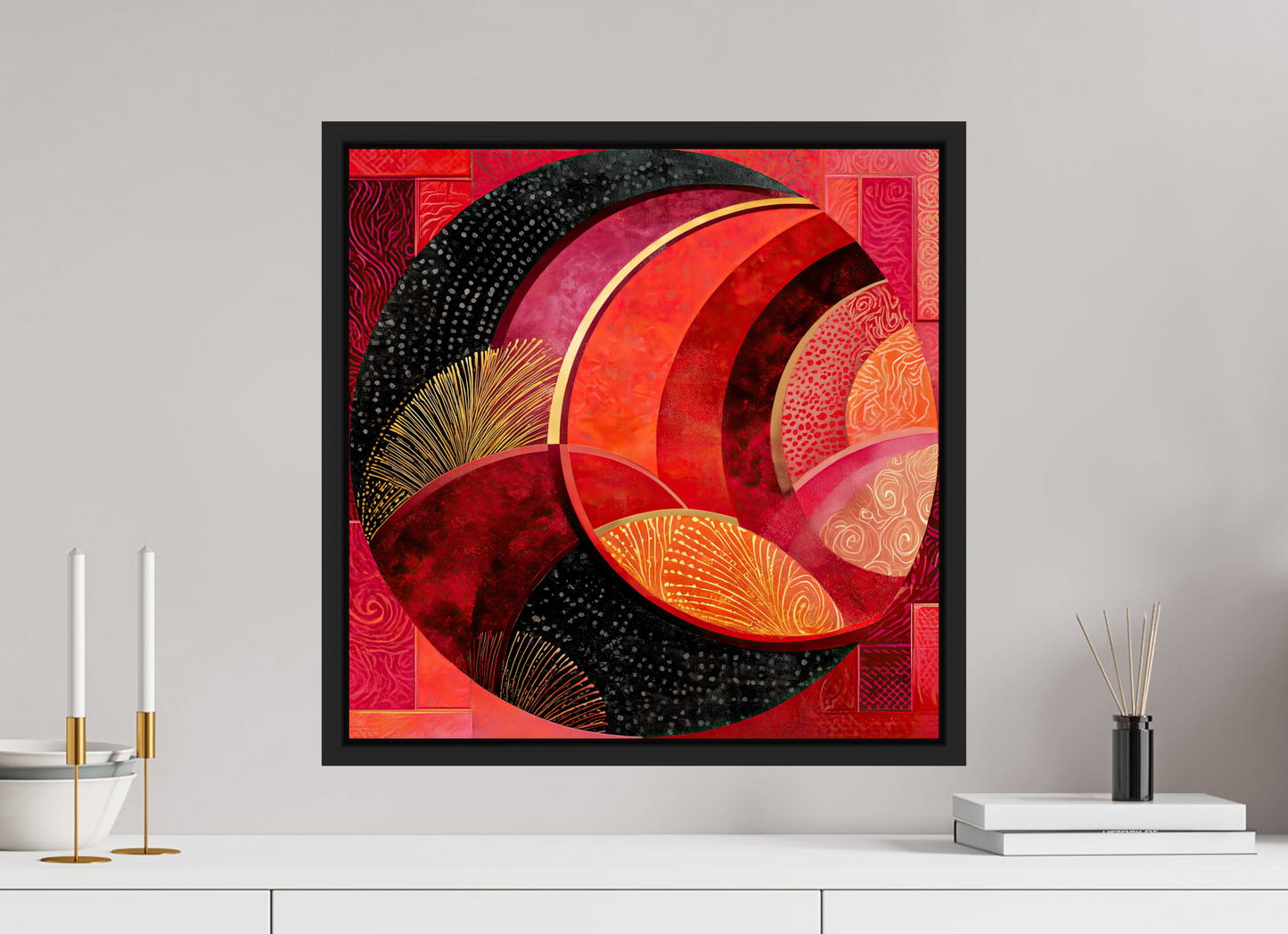 20 x 20″, Fine Art Print on Aluminum Dibond with Boarder Art Deco Circle