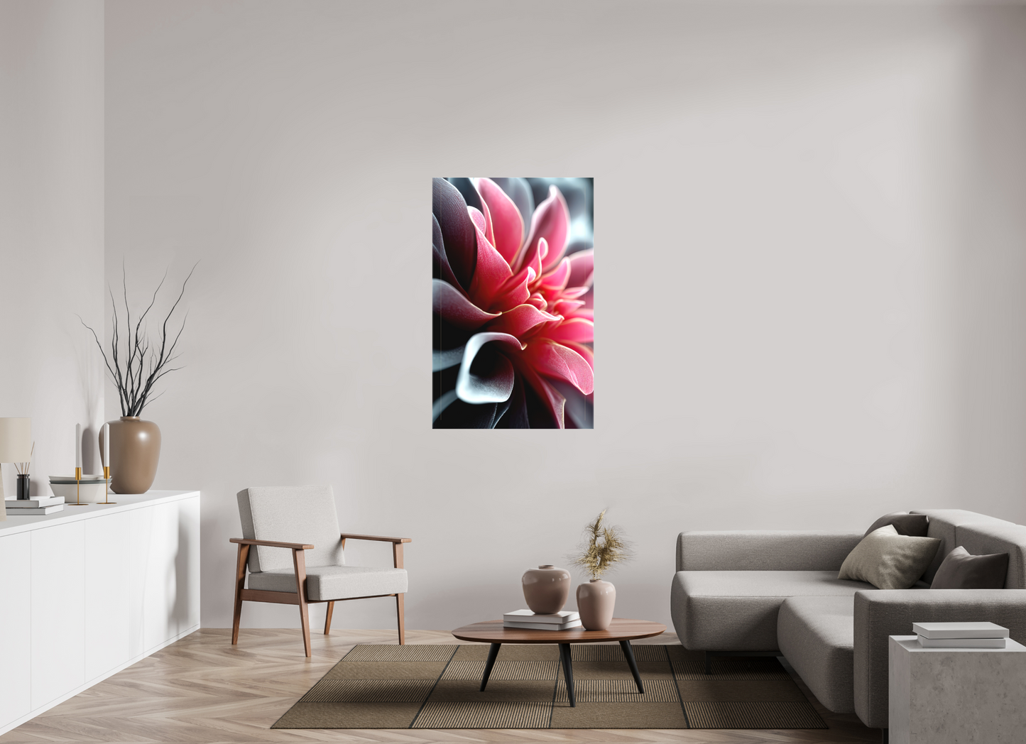 32 x 50″, Textile on Canvas Pink Flower