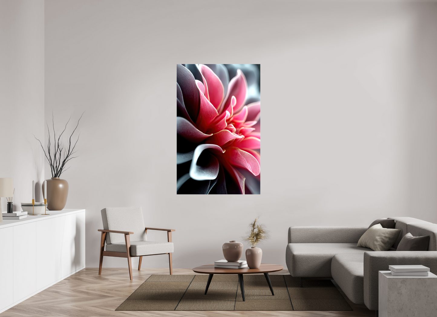 39 x 61″, Glossy Canvas Pink Flower
