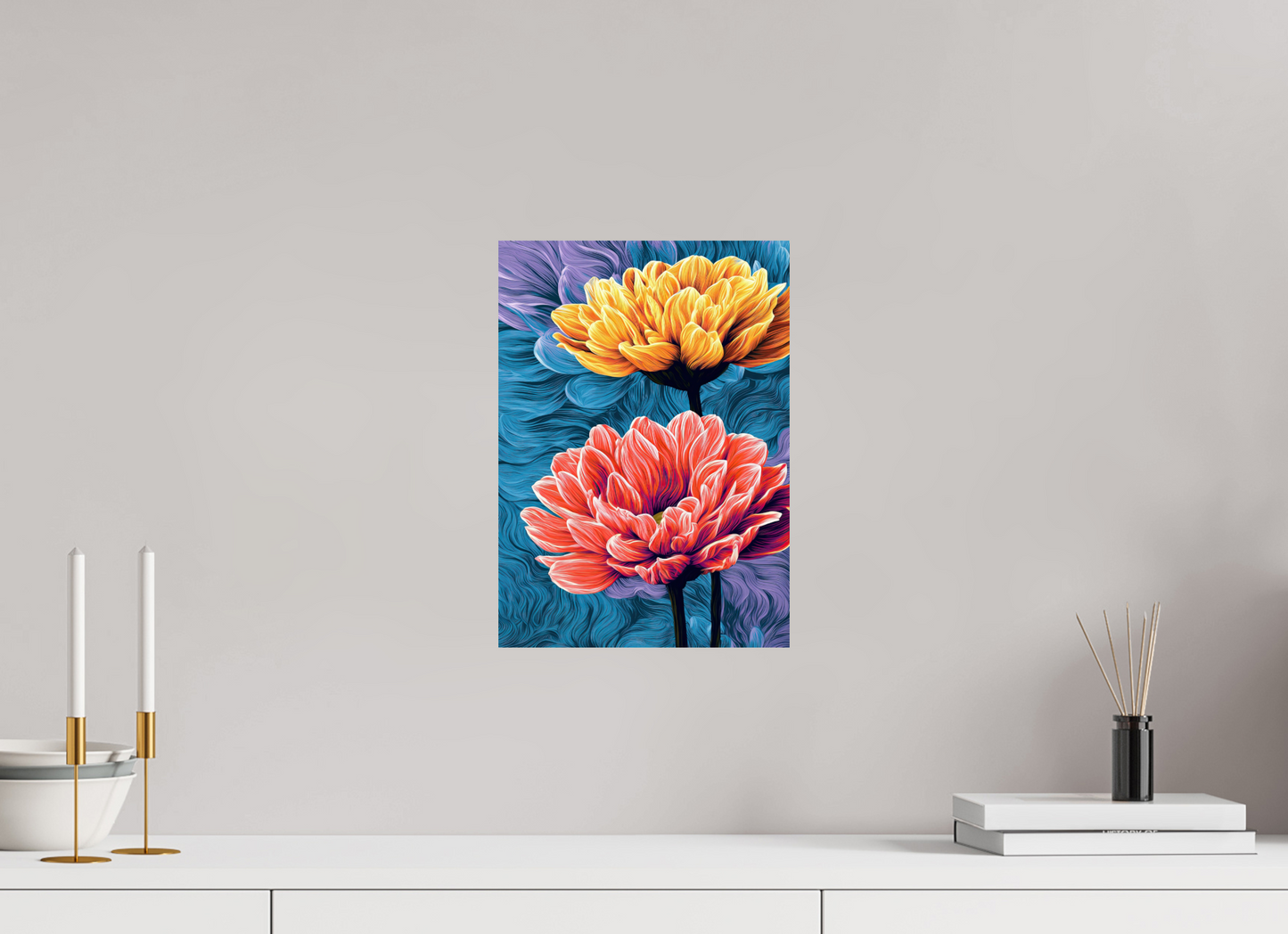 10 x 14″, Fine Art Print On Aluminum Dibond Warm Flowers