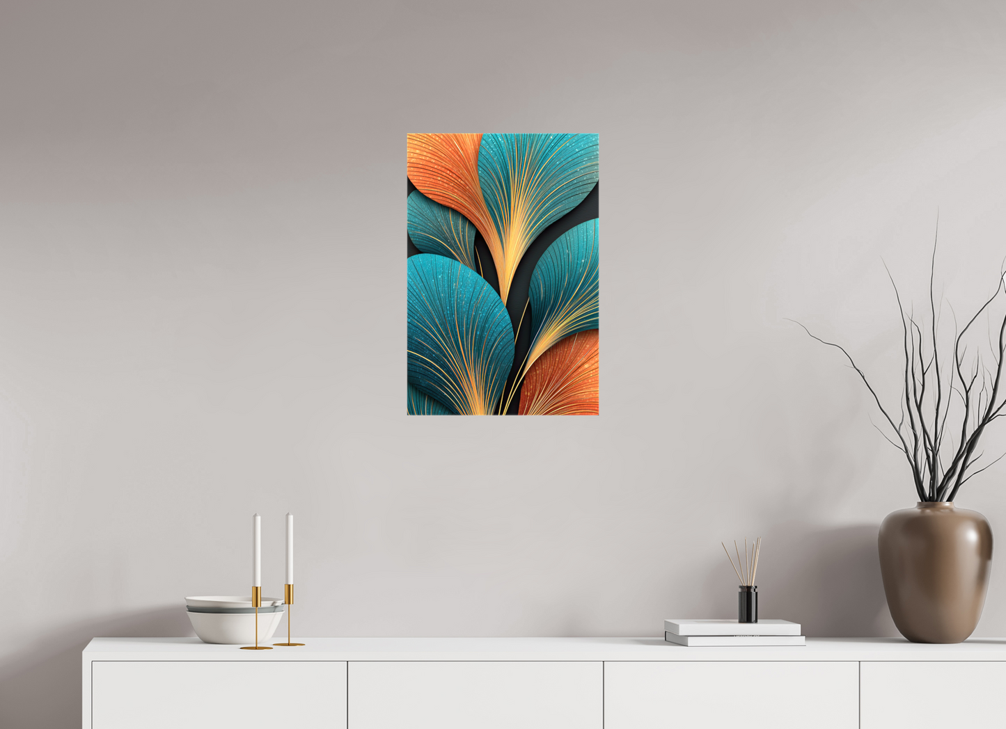 16 x 23.7″, Glossy Canvas Art Deco Flowers