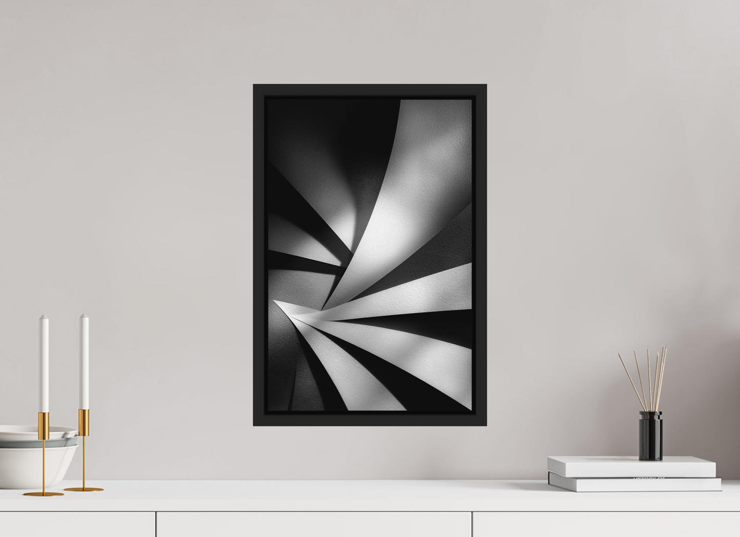 12 x 18.3″, Photo Print on Aluminum Backing with boarder Abstract B&W 2