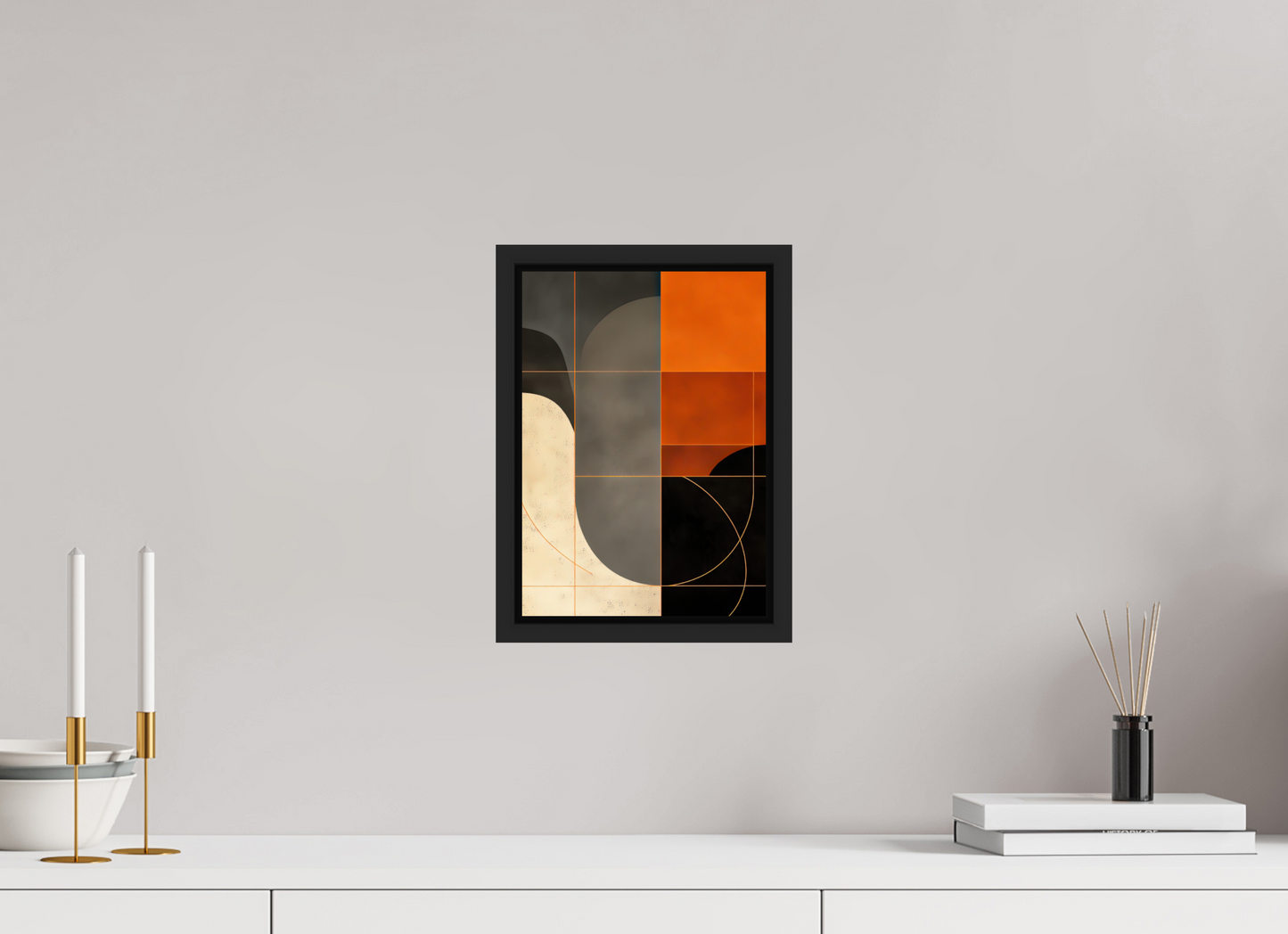 ISO A4 (21 x 29,7 cm), Fine Art Print on Aluminum Dibond with Boarder Abstract Squares