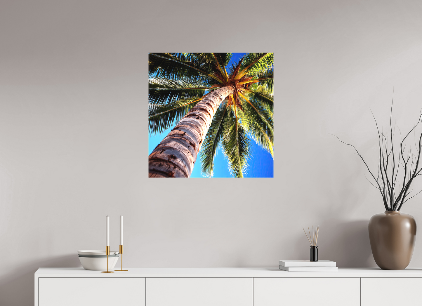 25 x 25″, Textile on Canvas Palm Tree