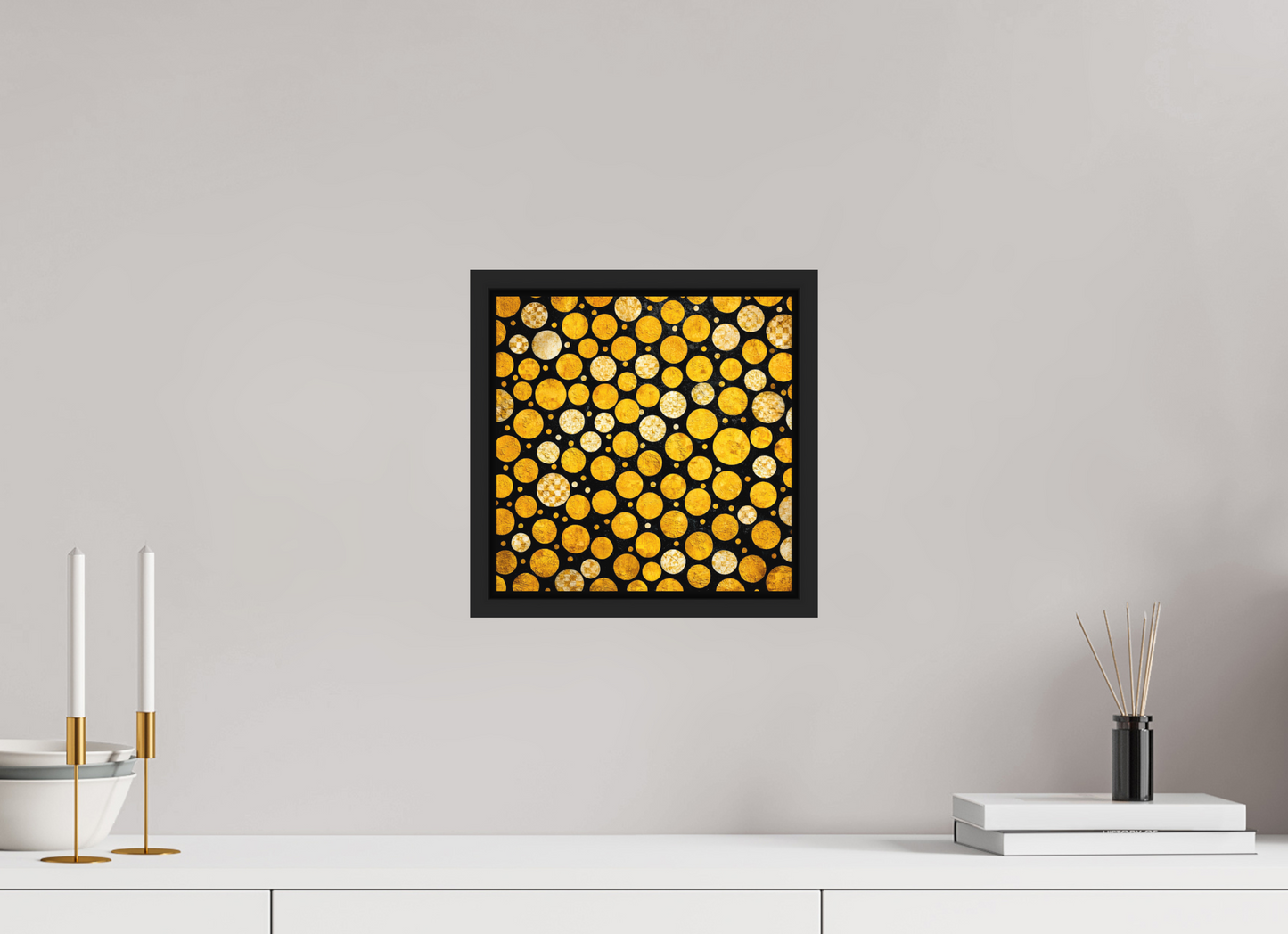10 x 10″, Photo Print on Aluminum Backing with boarder Gold Dots