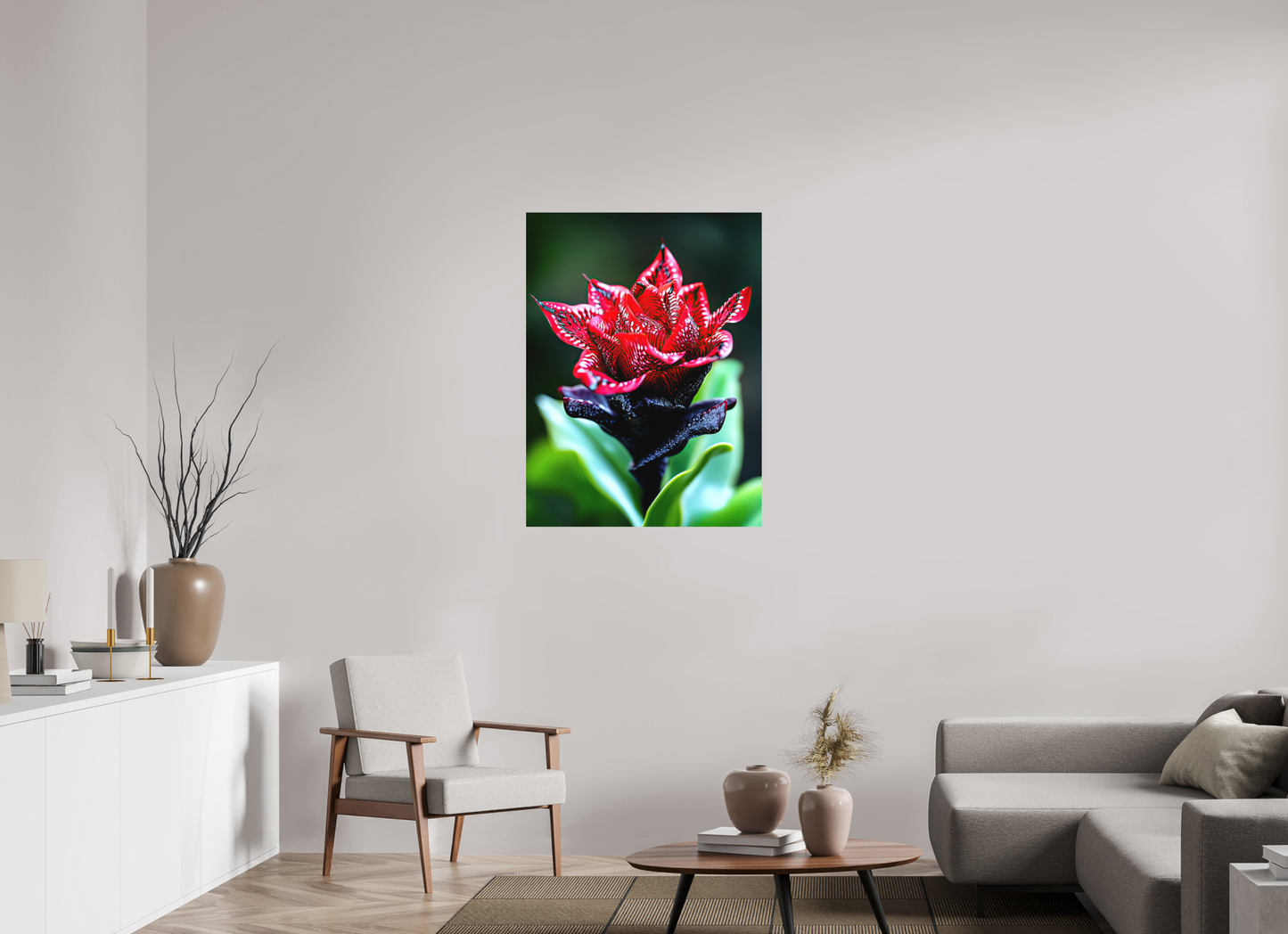 30 x 40″, Photo Print on Aluminum Backing Red Zebra Flower