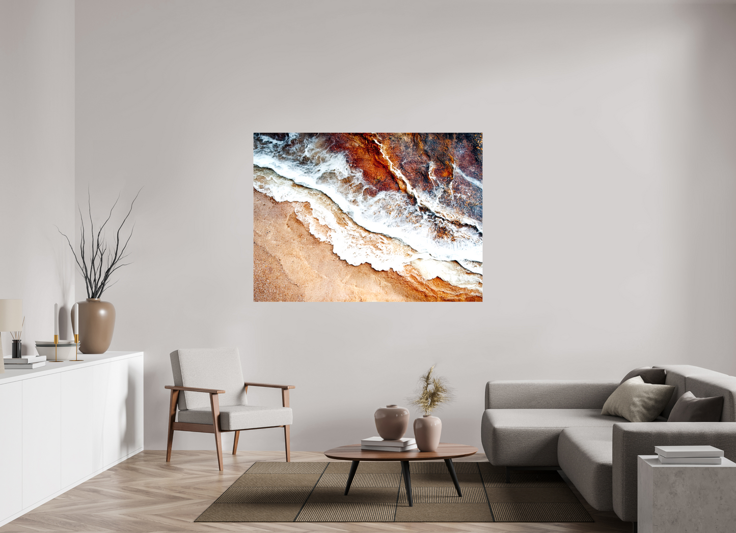 63.7 x 47″, Glossy Canvas Desert Water