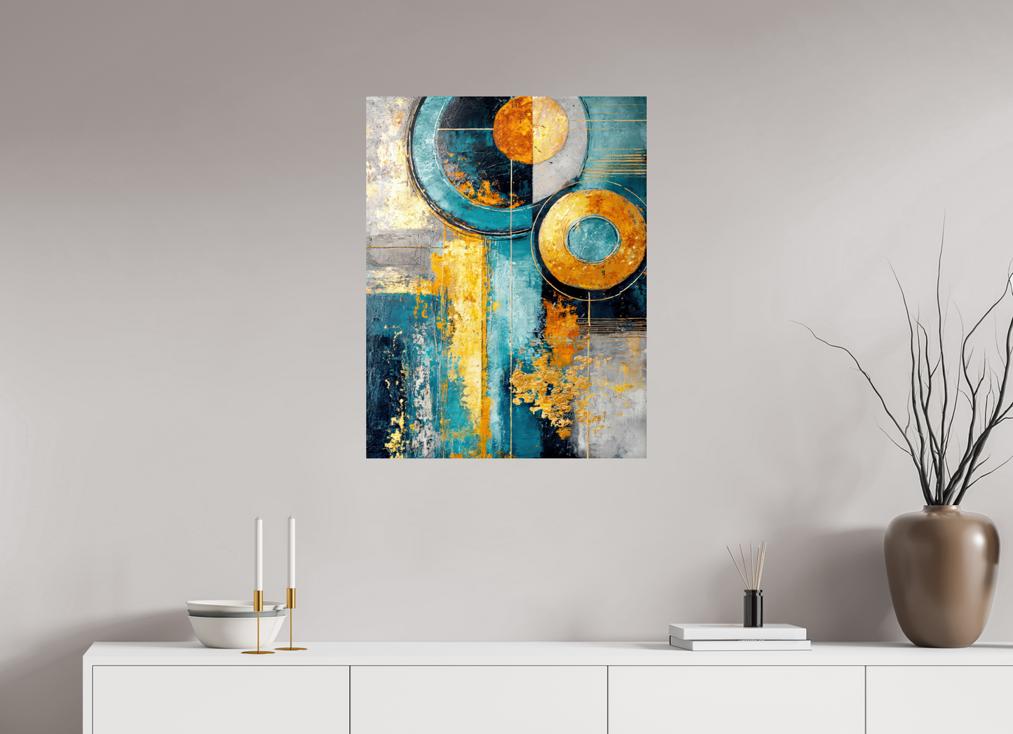 24 x 31″, Fine Art Print On Aluminum Dibond Abstract Gold Paint 3