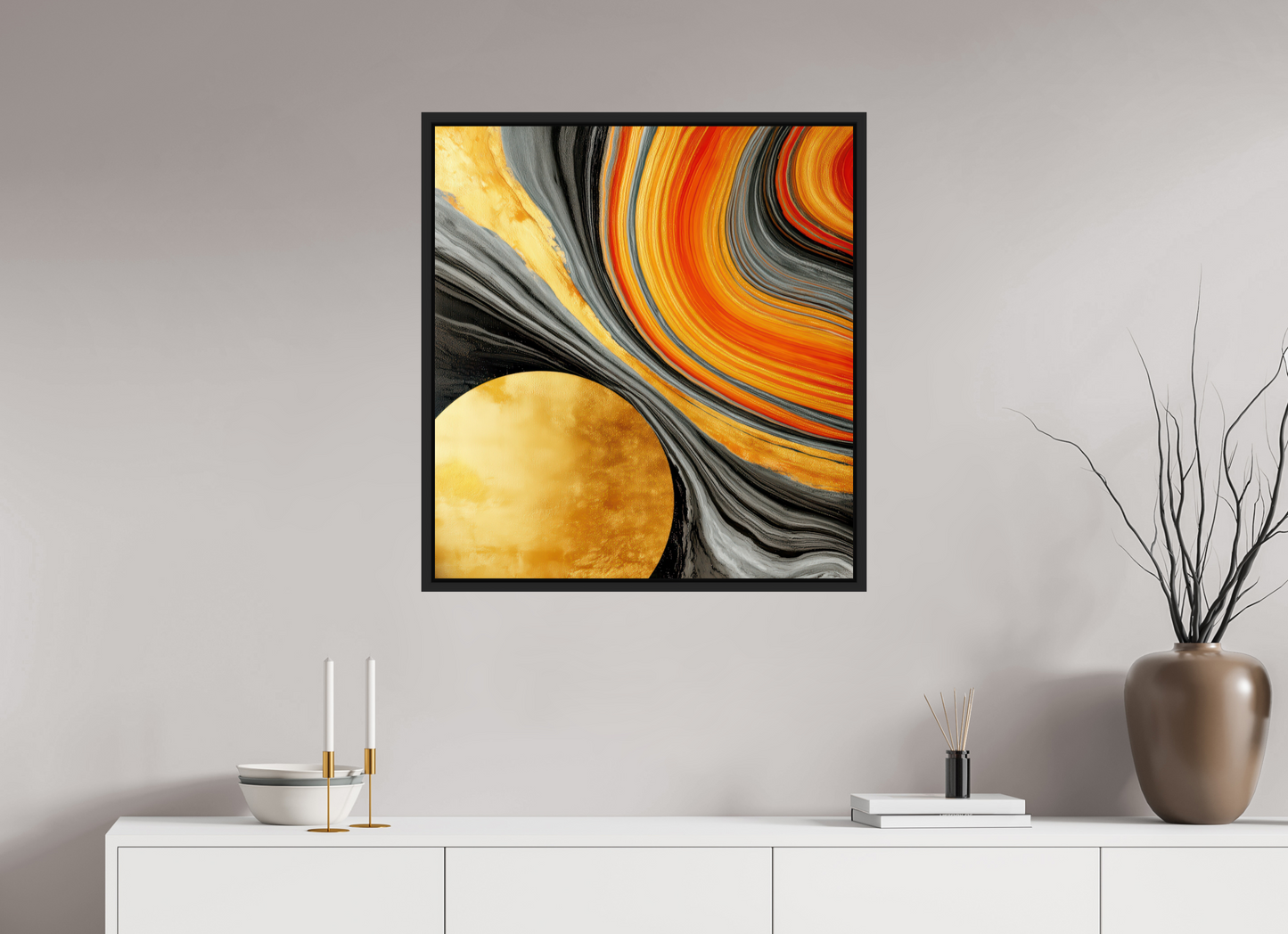28 x 30.3″, Fine Art Print on Aluminum Dibond with Boarder Abstract Gold Geode