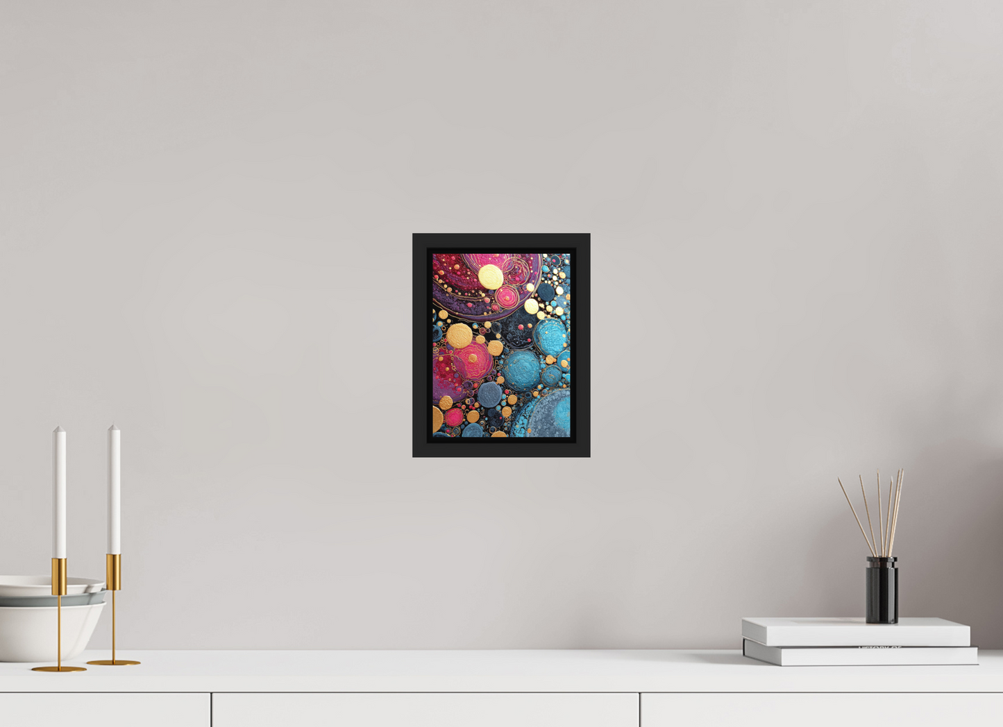 6 x 8″, Photo Print on Aluminum Backing with boarder Abstract Circles