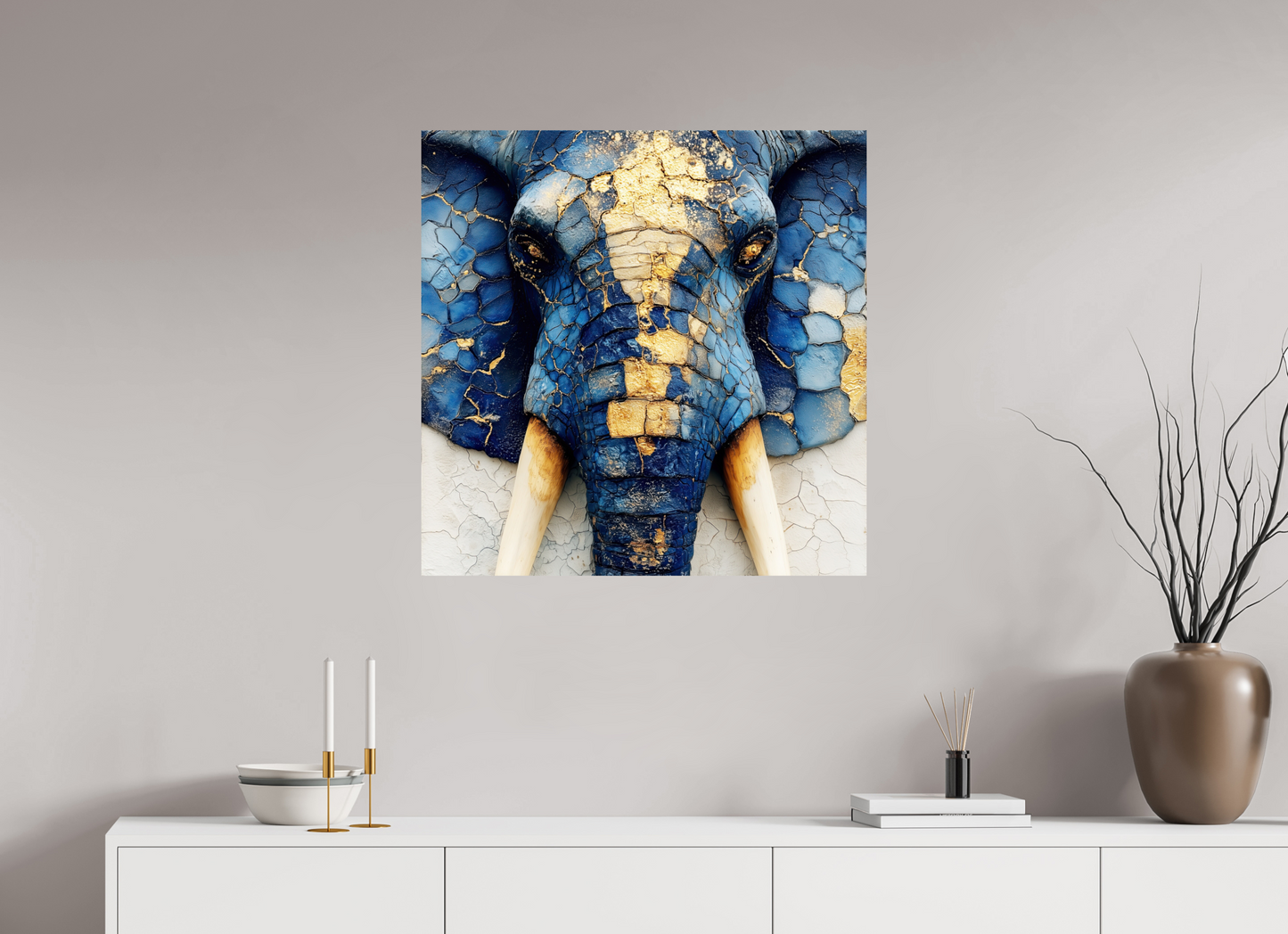 30 x 30″, Fine Art Print On Aluminum Dibond Elephant