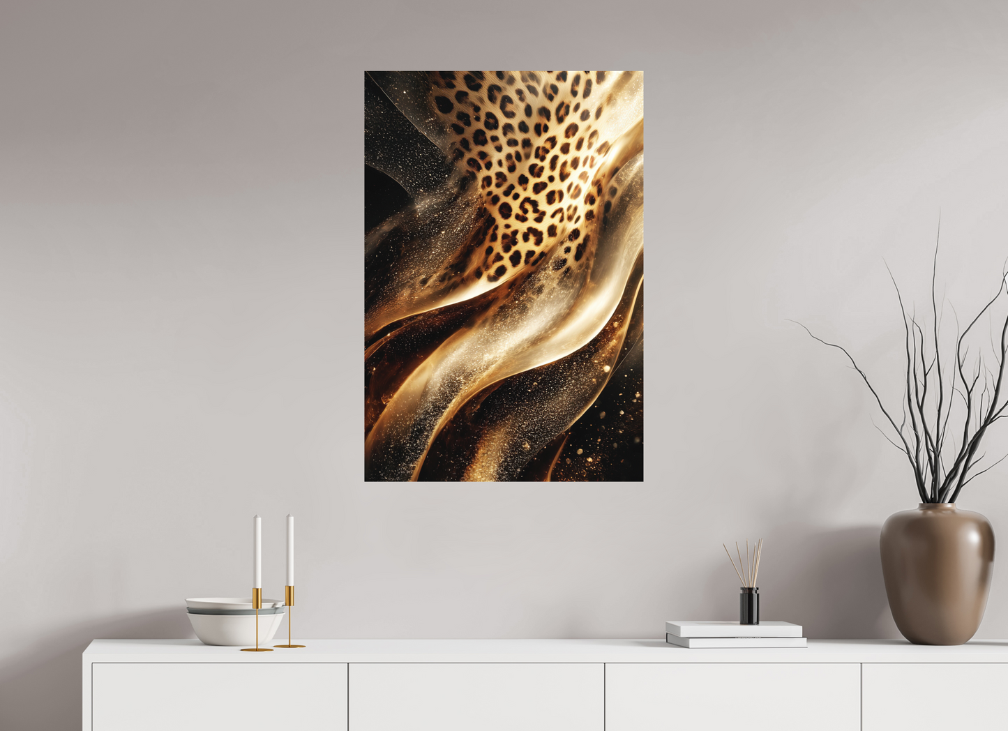 24 x 35.4″, Photo Print on Aluminum Backing Leopard Swirl