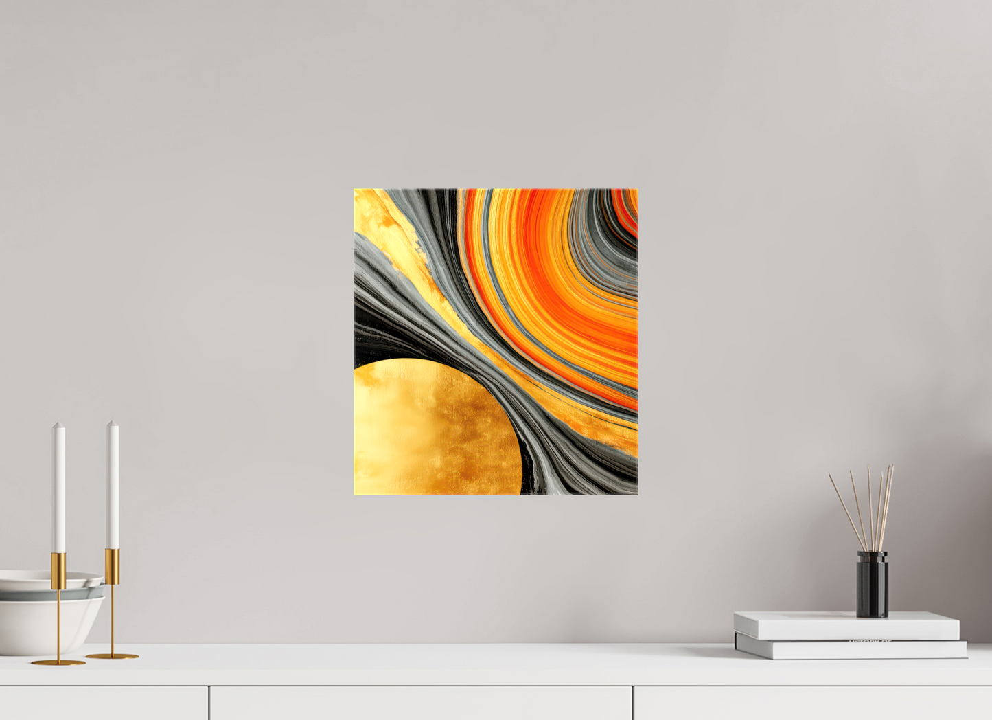 12 x 13″, Glossy Canvas Abstract Gold Geode