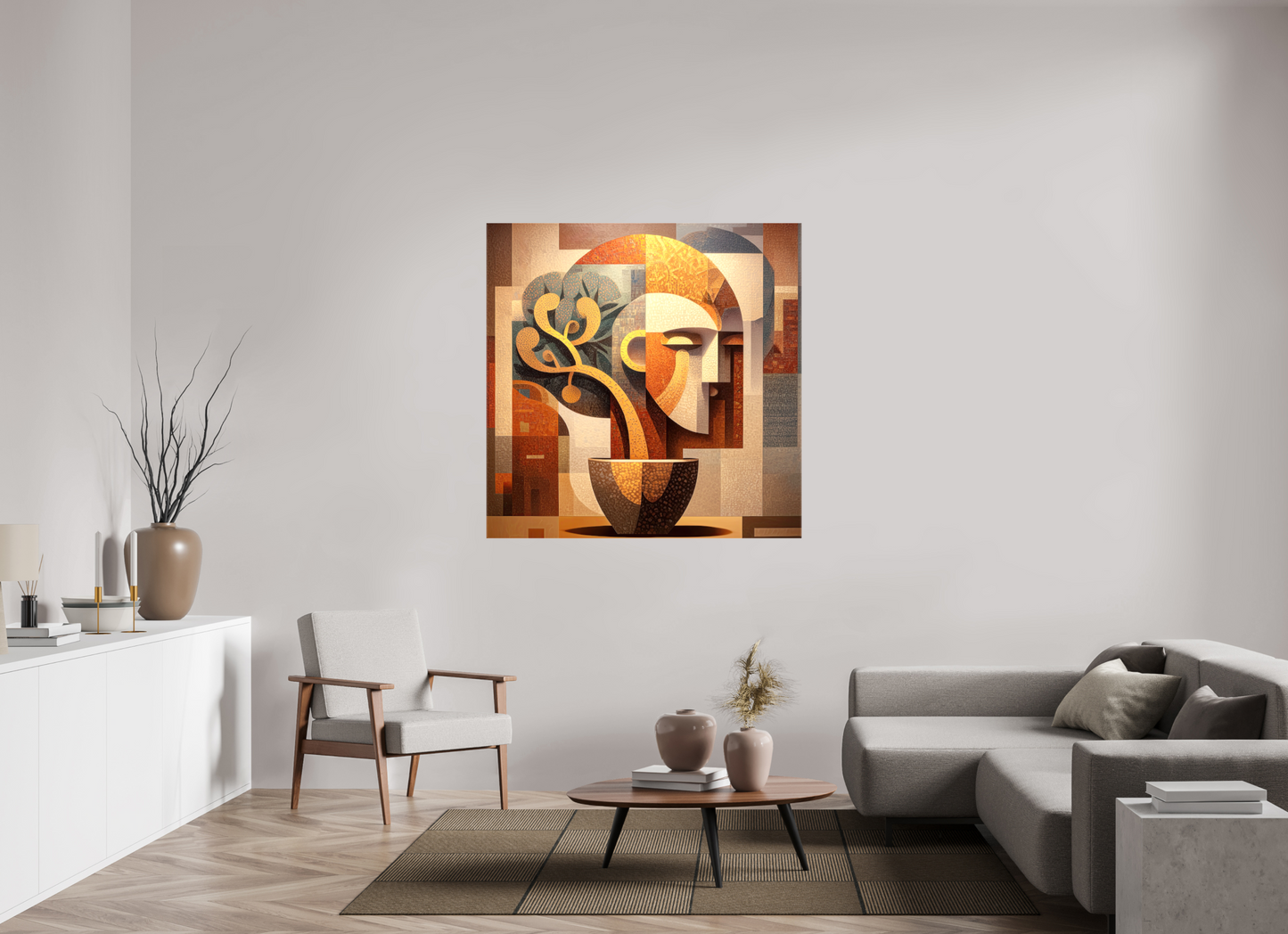 50 x 50″, Glossy Canvas Abstract Pot Head