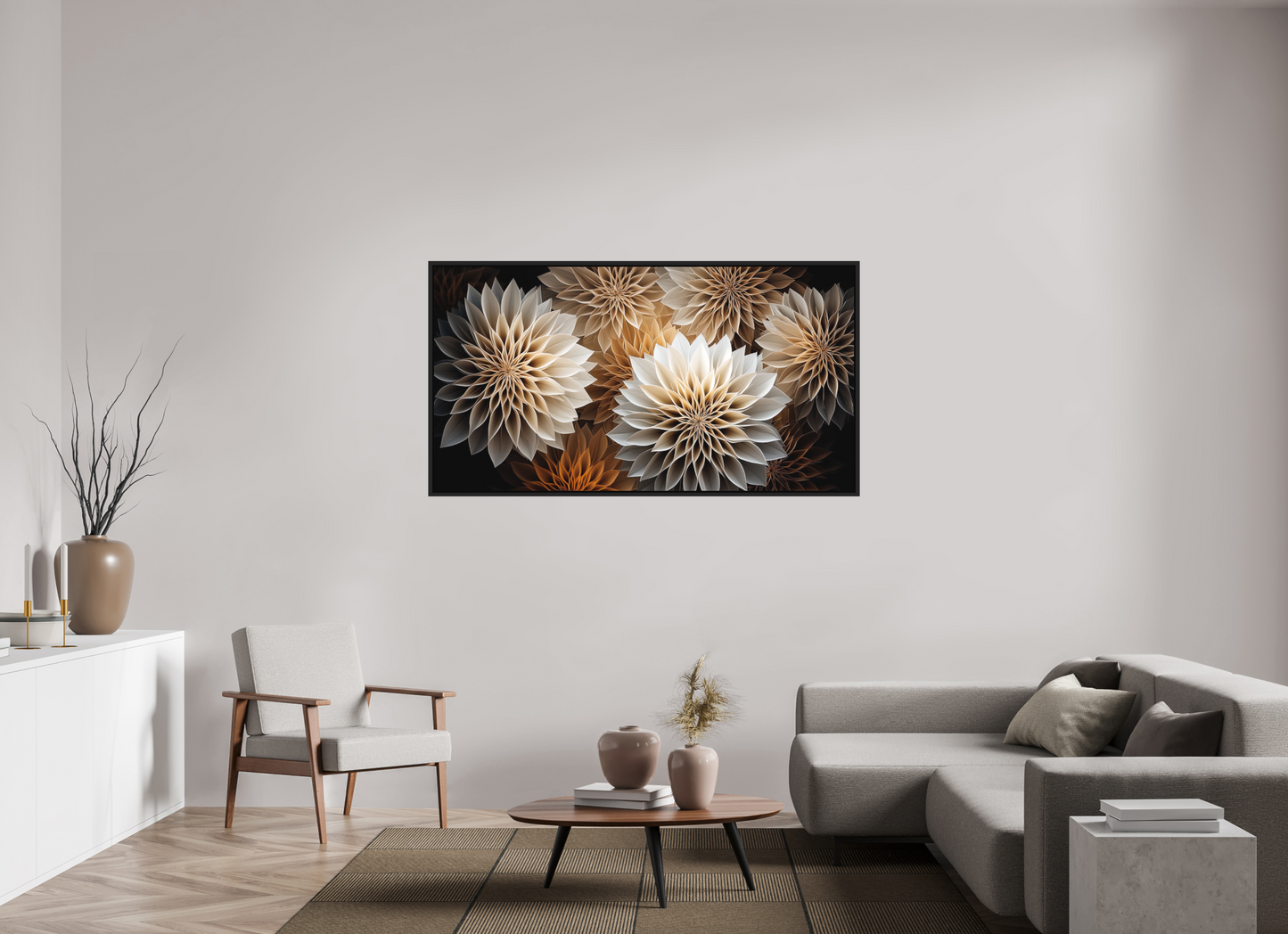 65.6 x 35″, Photo Print on Aluminum Backing with boarder Pollen Flowers