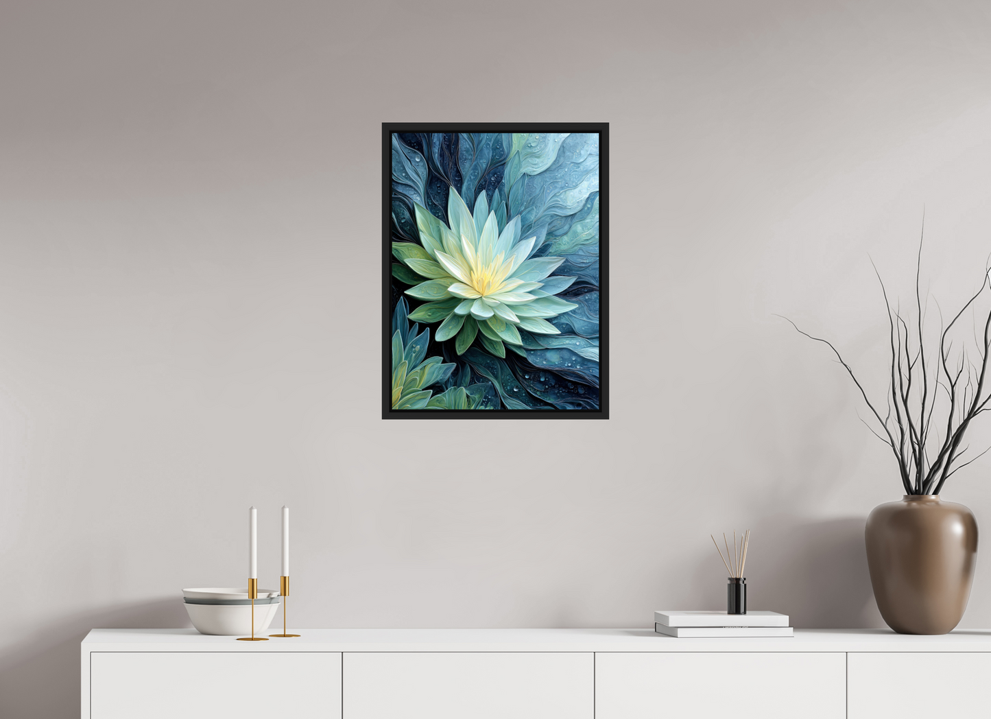 18 x 24″, Fine Art Print on Aluminum Dibond with Boarder Blue Lily