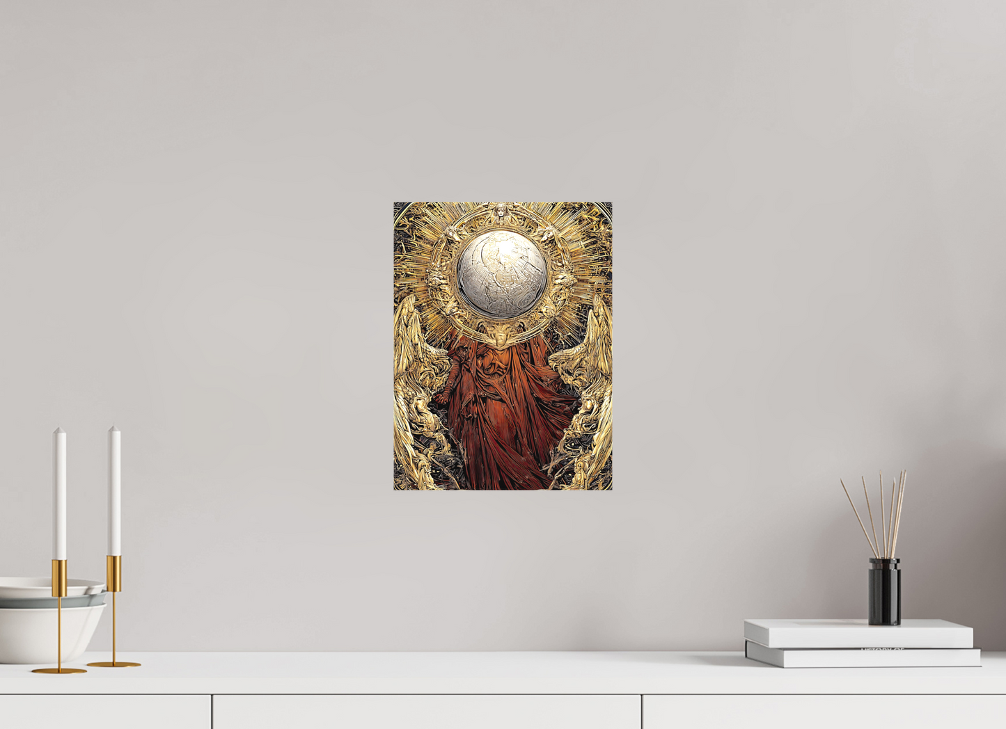 9 x 12″, Textile on Canvas Abstract Angel