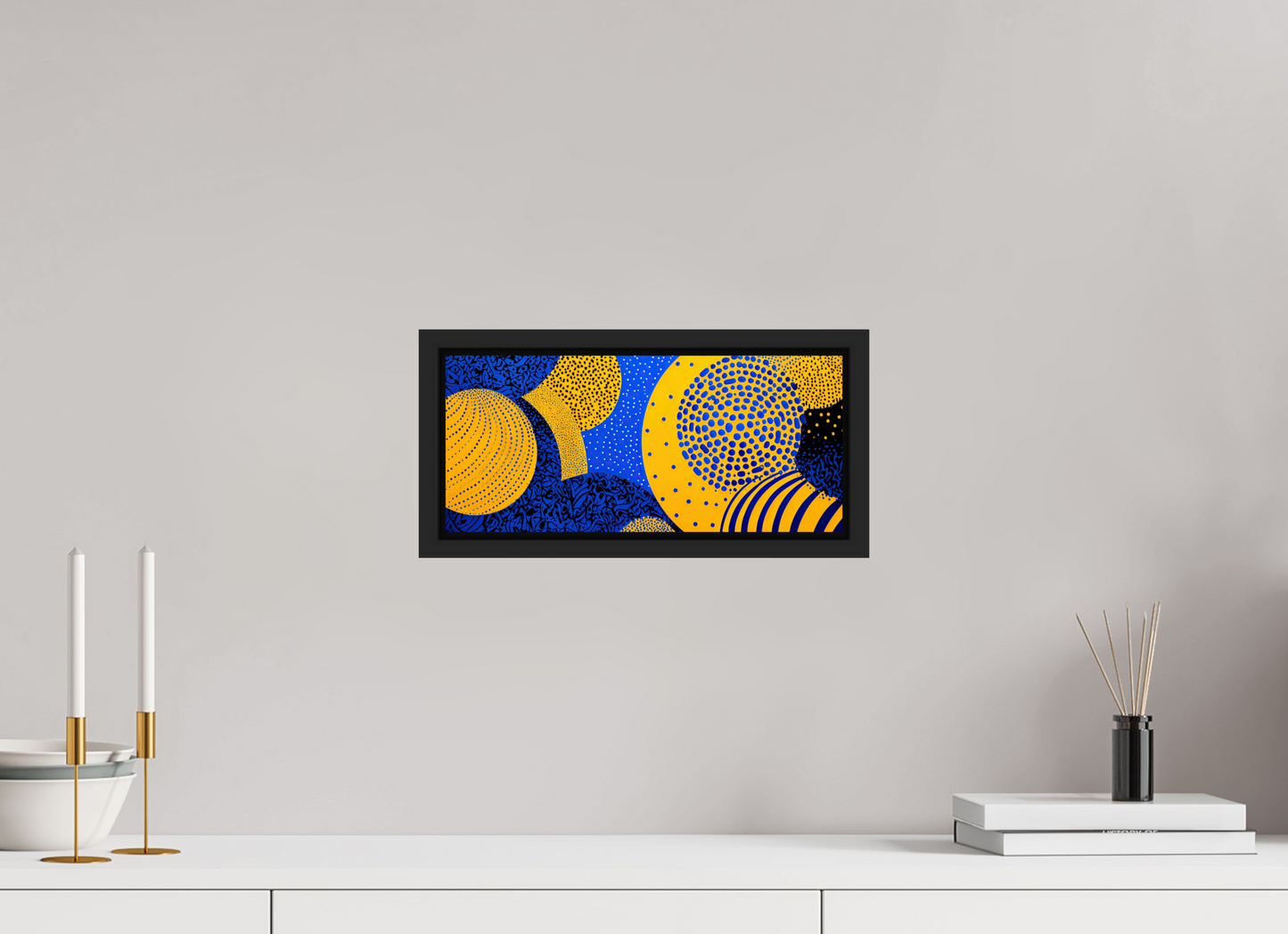 13.5 x 6″, Fine Art Print on Aluminum Dibond with Boarder Yellow & Blue 2