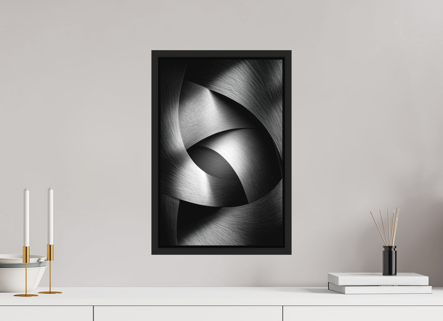 12 x 18.3″, Photo Print on Aluminum Backing with boarder Abstract B&W 4