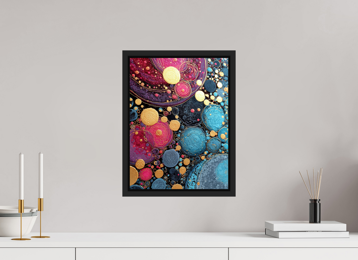 12 x 16″, Fine Art Print on Aluminum Dibond with Boarder Abstract Circles