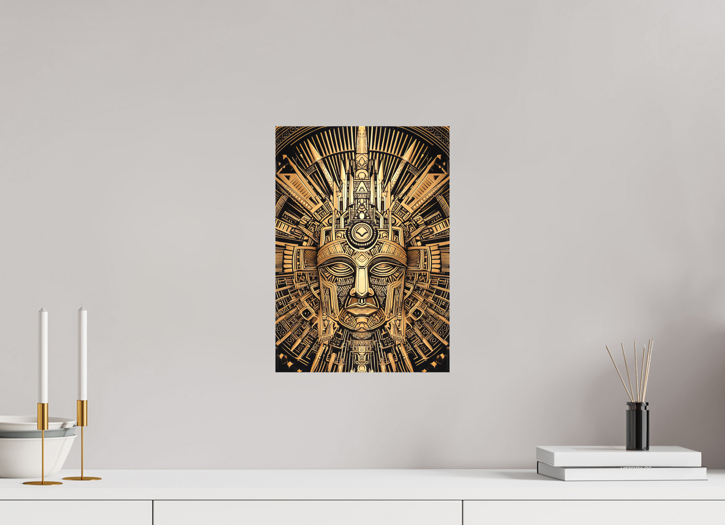10 x 14.3″, Textile on Canvas Tribal Gold