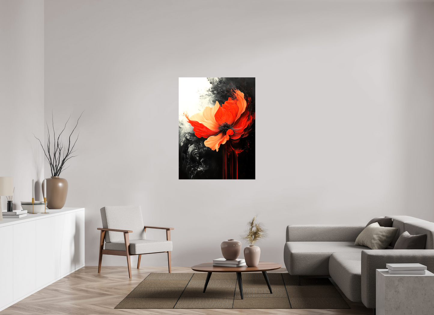 36 x 48″, Glossy Canvas Red Flower