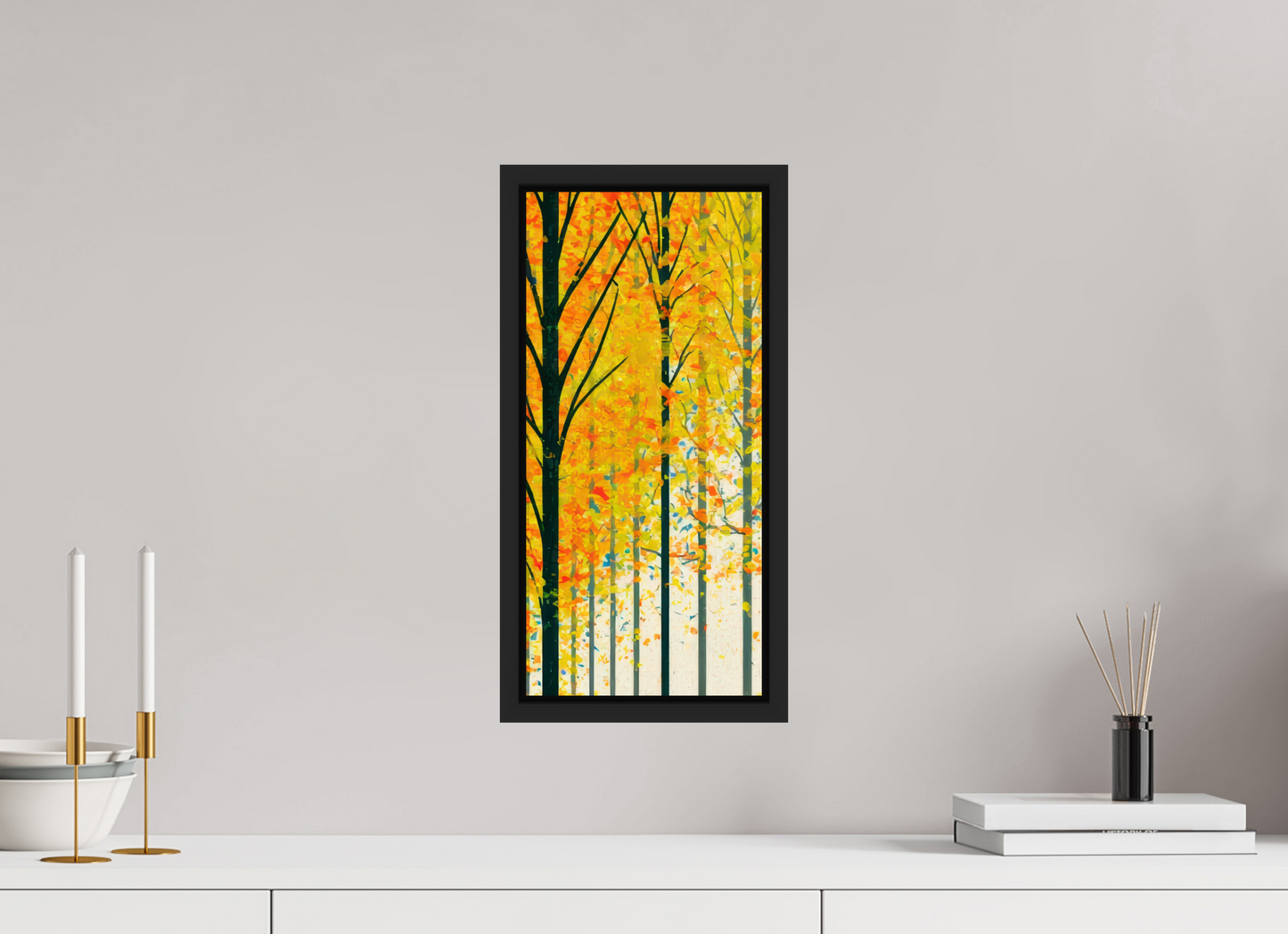 8 x 17.1″, Fine Art Print on Aluminum Dibond with Boarder Autumn Trees